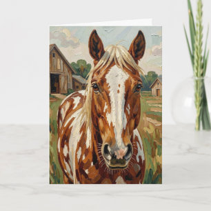 Hübsches braunes und weißes Pferd Alles Gute zum Karte