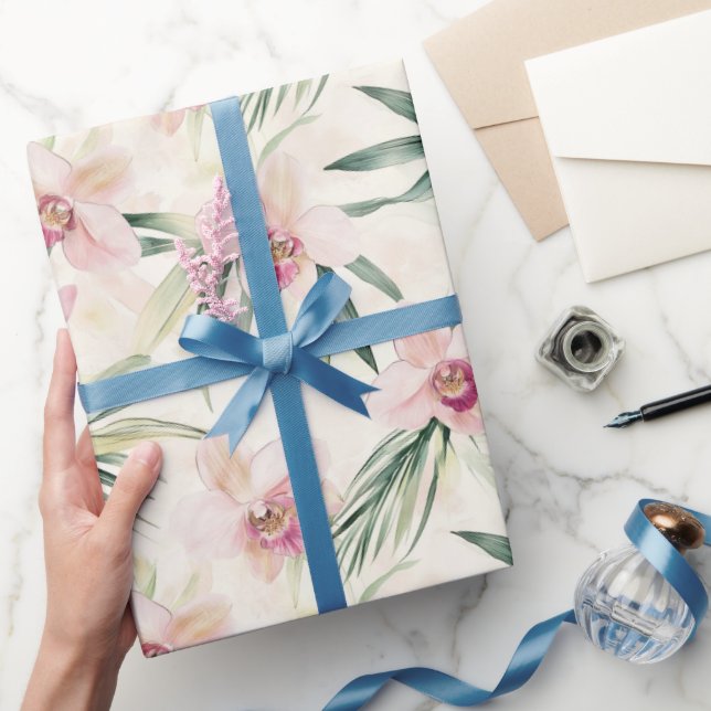 Hübsches Brautparty für tropische Orchideen-Blume Geschenkpapier (Schenken)