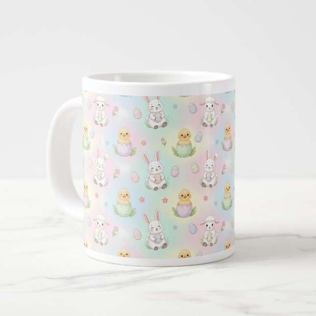 Hübsches Bunny Chick & Lamm Ostermuster Jumbo-Tasse (Vorderseite Links)