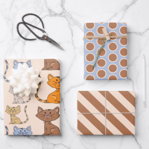 Hübsches buntes Katzen-Geschenkpapier-Set Geschenkpapier Set