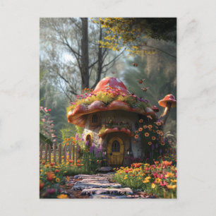 Hübsches buntes Pilzhaus Postkarte