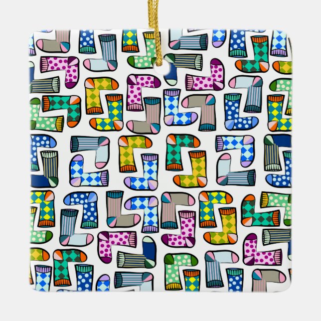 Hübsches, buntes Sockenmuster Keramikornament (Vorderseite)