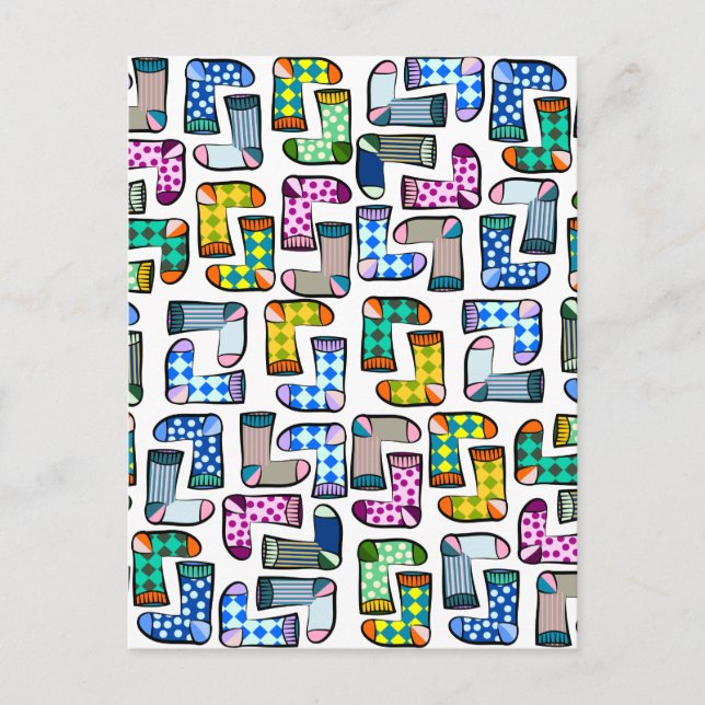Hübsches, buntes Sockenmuster Postkarte (Vorderseite)