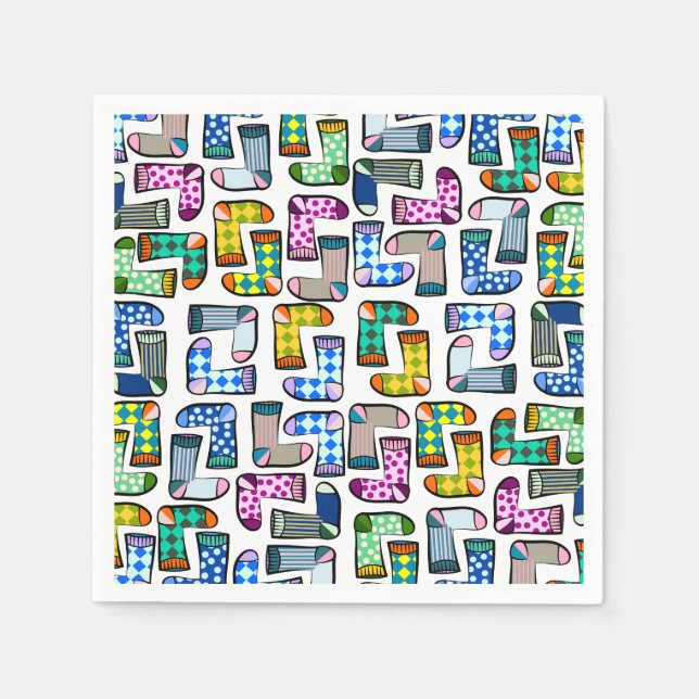 Hübsches, buntes Sockenmuster Serviette (Vorderseite)