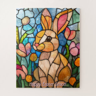 Hübsches Buntglas-Osterhasen-Puzzle Puzzle