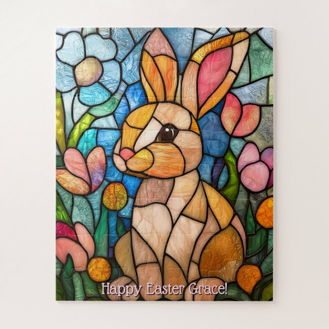 Hübsches Buntglas-Osterhasen-Puzzle Puzzle (Vertikal)