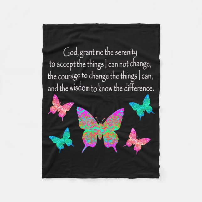 HÜBSCHES BUTTERFLY SERENITY PRAYER-DESIGN FLEECEDECKE (Vorderseite)