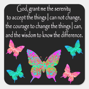 HÜBSCHES BUTTERFLY SERENITY PRAYER-DESIGN QUADRATISCHER AUFKLEBER