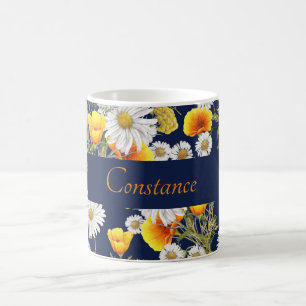 Hübsches Chamomile & Poppies Muster Personalisiert Kaffeetasse