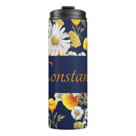 Hübsches Chamomile & Poppies Muster Personalisiert Thermosbecher