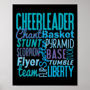 Hübsches Cheerleader-Geschenk, Blaue Cheer Moves C Poster