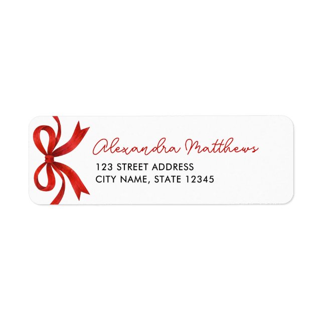 Hübsches Chic rotes Schleife Weihnachts-Adresse (Vorne)