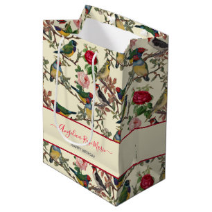 Hübsches Chintzy Viktorianisch Scrapbook Birds Des Mittlere Geschenktüte