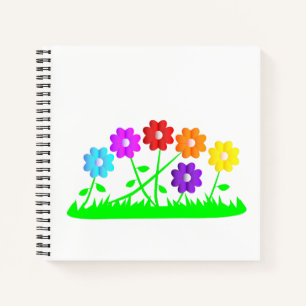 Hübsches Comic Cartoon Kunstfarben Blume Gras Notizbuch
