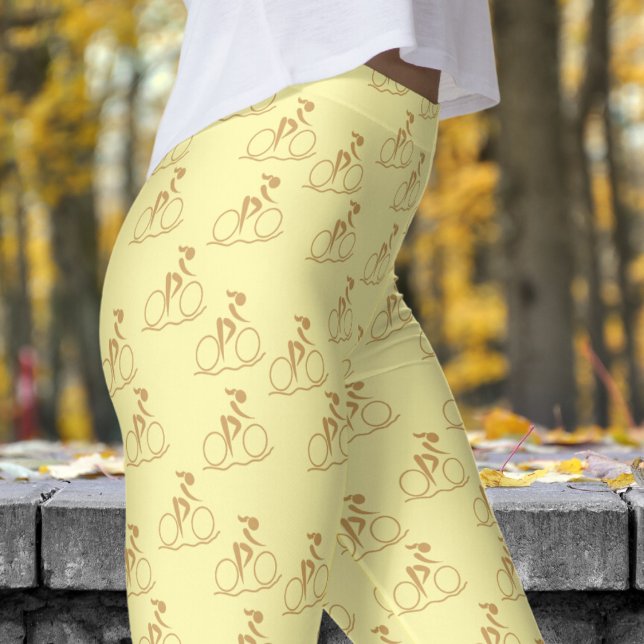 Hübsches Cremeweiß Mountainbike Muster Leggings (Womens Mountain Biking on Cream Leggings)