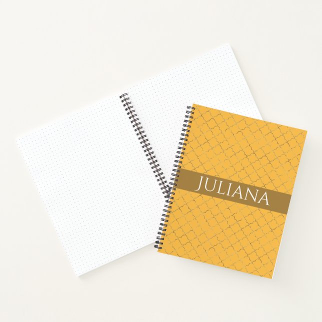 Hübsches Daffodidgold Quatrefolie Personalisiert Notizbuch (Innenseite)