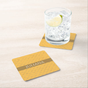 Hübsches Daffodidgold Quatrefolie Personalisiert Rechteckiger Pappuntersetzer