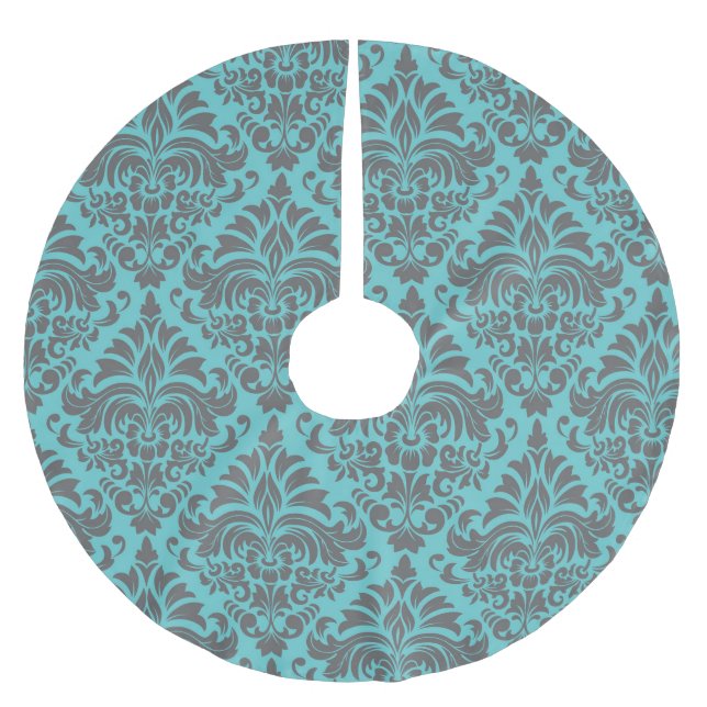 Hübsches Damask-Muster Polyester Weihnachtsbaumdecke (Vorderseite)