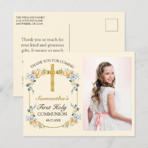 Hübsches Dankeschön für die Erstkommunion mit Butt Postkarte