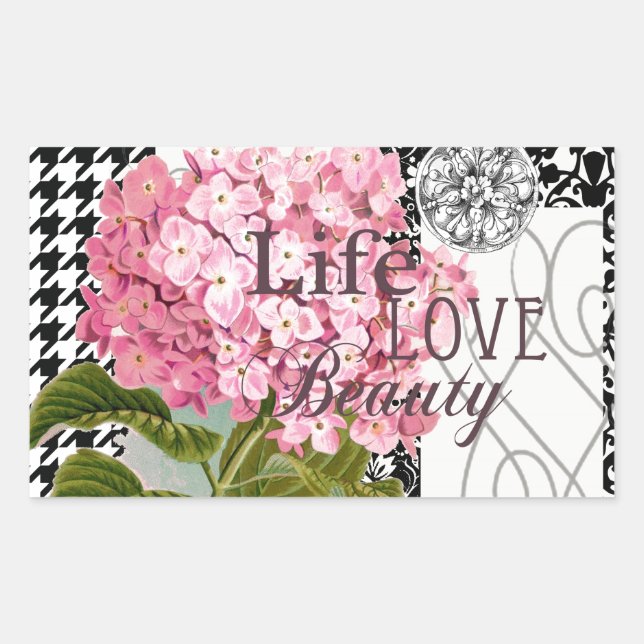 Hübsches Design im Muster Damask Rechteckiger Aufkleber (Vorderseite)