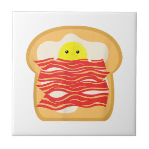 Hübsches Ei im Bacon Toast Bed T - Shirt - Food Br Fliese