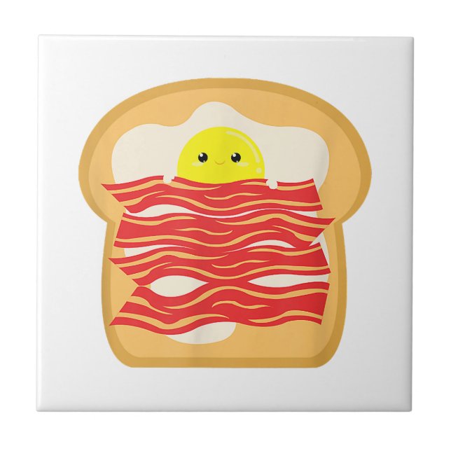 Hübsches Ei im Bacon Toast Bed T - Shirt - Food Br Fliese (Vorderseite)