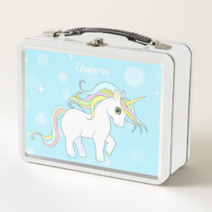 Hübsches Einhorn auf Hellblau Metall Brotdose