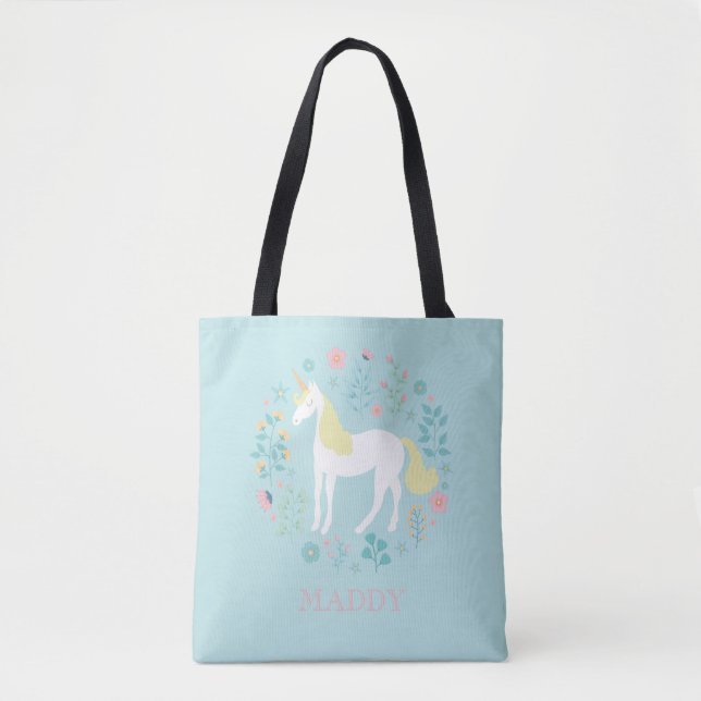 Hübsches Einhorn & Blume Aqua Personalisiert (Vorderseite)