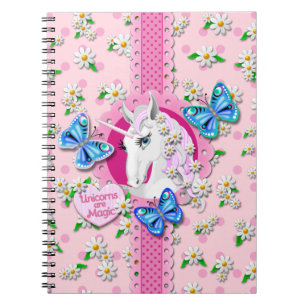 Hübsches Einhorn in Rosa mit Polka Dots Notebook Notizblock