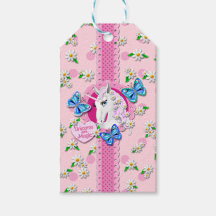 Hübsches Einhorn in Rosa mit Polka Dots Tags Geschenkanhänger