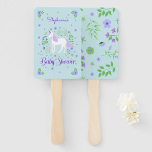 Hübsches Einhorn Lila Aqua Baby Dusche Fächer