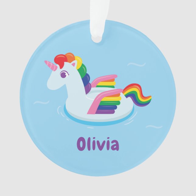 Hübsches Einhorn Pegasus Regenbogen-Pool-Schwimmfi Ornament (Vorderseite)