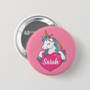 Hübsches Einhorn personalisierter Name Button