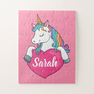Hübsches Einhorn personalisierter Name Puzzle
