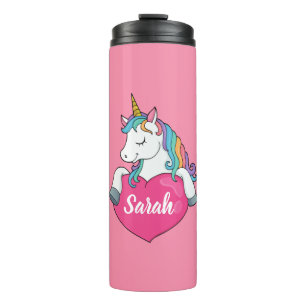 Hübsches Einhorn personalisierter Name Thermosbecher