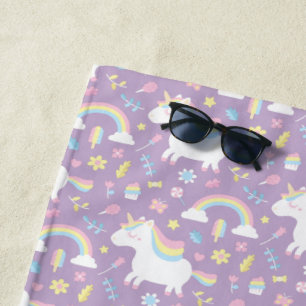 Hübsches Einhorn Regenbogen Mädchen Lila Strandtuc Strandtuch