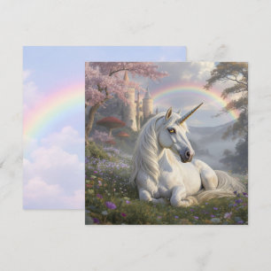 Hübsches Einhorn, Schloss und Regenbogen Karte