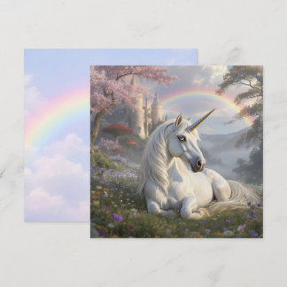 Hübsches Einhorn, Schloss und Regenbogen  Karte