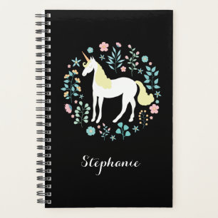 Hübsches Einhorn und Blume Personalisiert Planer