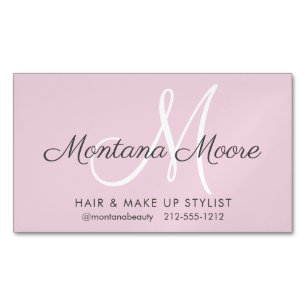 Hübsches, elegantes Monogramm Rosa Make-up Haar Sa Magnetische Visitenkarte