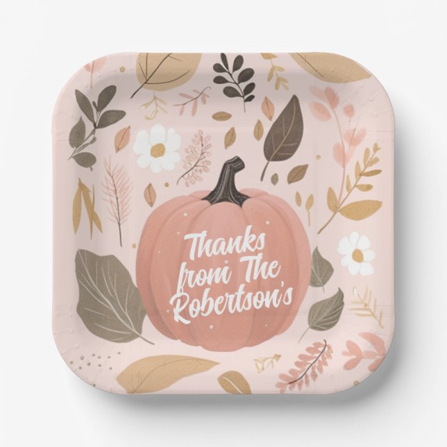 Hübsches erthy Pumpkin Foliage Erntedank Party Pappteller (Vorderseite)