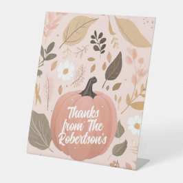 Hübsches erthy Pumpkin Foliage Erntedank Party Sockelschild