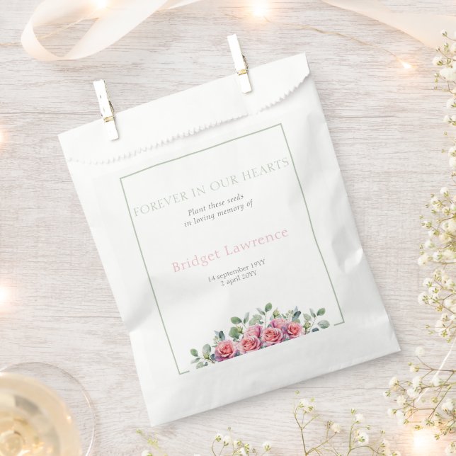 Hübsches Eukalyptus-Rosa-Rosen-Trauer-Samenpäckche Geschenktütchen (Ausgeschnitten)