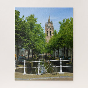 Hübsches Fahrrad am Canal in Delft, Niederlande Puzzle