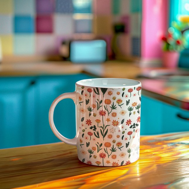 Hübsches farbenfrohes Blumenmuster  Kaffeetasse (Von Creator hochgeladen)