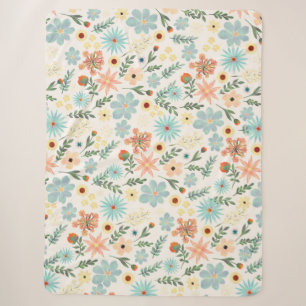Hübsches farbenfrohes einfältiges florales weißes sherpadecke