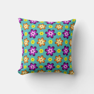 Hübsches farbenfrohes Retro-Blumen-Wurfkissen Kissen