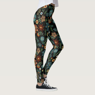 Hübsches Farbenspiel, florales Schwarz Leggings