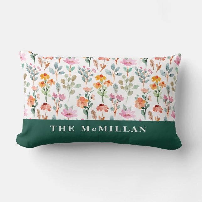 Hübsches farbiges Blumenmuster in Aquarellfarben p Lendenkissen (Vorderseite)