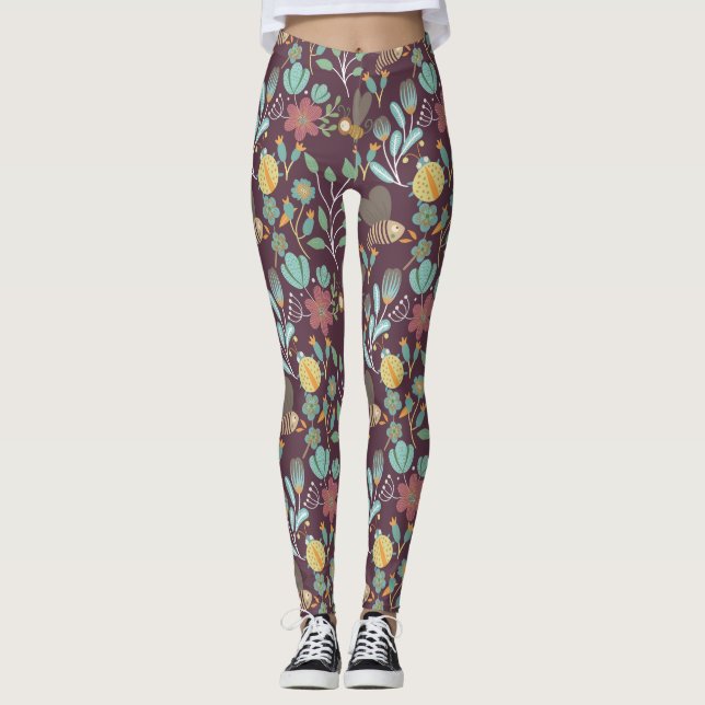 Hübsches Federmuster Leggings (Vorderseite)